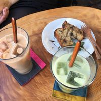 Drinks and vegan cake  at Cafe Stay Happy in Tokyo