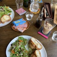 vegan sandwich and iced latte with soy milk  at Cafe Stay Happy in Tokyo