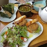 Bean burger-type thing, very tasty at Cafe Stay Happy in Tokyo