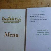 menu sweets at Thambili Cafe in Hikkaduwa