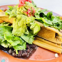 Poblano peppers with corn tamale supremo at Tamaliza in Sedona