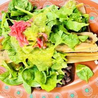 Poblano peppers with corn tamale supremo at Tamaliza in Sedona