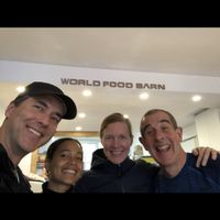 Owner from California on the right and his colleague (shortest person with bright smile). at World Food Barn in Paris