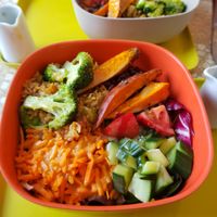 Bowl of the day split into two bowls - huge portions at World Food Barn in Paris
