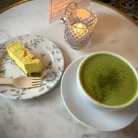 Mango passion cheesecake & almond matcha  at Oslo Raw - Adamstuen Torg in Oslo
