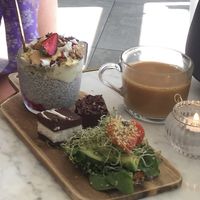 brunch menu with coffee  at Oslo Raw - Adamstuen Torg in Oslo