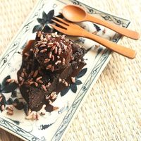 Warm vegan black bean brownie on sweet potato with cold nice cream - super yum! at The Organik Kitchen Saigon in Ho Chi Minh City