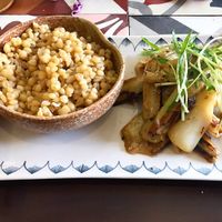 Leeks with grains at The Organik Kitchen Saigon in Ho Chi Minh City