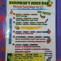 menu 2 at Khun Kae's Juice Bar in Chiang Mai