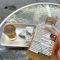 Water kefir and ginger tumeric shot  at Khun Kae's Juice Bar in Chiang Mai