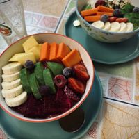 Mixed berry smoothie bowl & Green peanut butter smoothie bowl   at Khun Kae's Juice Bar in Chiang Mai