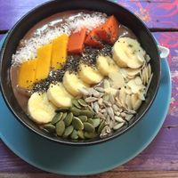 Choclate smoothie bowl at Khun Kae's Juice Bar in Chiang Mai