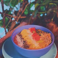 Chocolate smoothie bowl at Khun Kae's Juice Bar in Chiang Mai