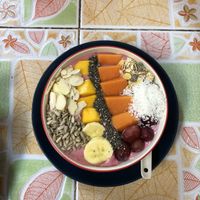 Strawberry smoothie bowl at Khun Kae's Juice Bar in Chiang Mai