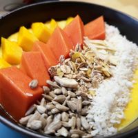 Mango smoothie bowlm at Khun Kae's Juice Bar in Chiang Mai