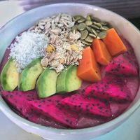 Mixed Berry smoothie bowl at Khun Kae's Juice Bar in Chiang Mai