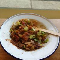 Half eaten rice bowl. Yumm at Zapatista Burrito Bar - Ridley Place in Newcastle Upon Tyne