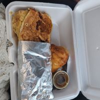 Vegan falafel wrap and samosa at Medi's Mediterranean Fusion Restaurant in Macon