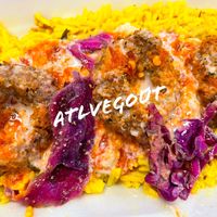 Vegan spicy falafel and yellow rice bowl  at Medi's Mediterranean Fusion Restaurant in Macon