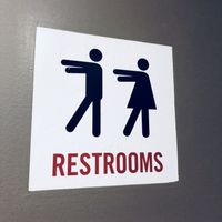 Restroom sign at Zombie Burger in Des Moines