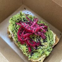 Cashew cream cheese avocado toast  at kb&co - Fox One Tower in Edmonton