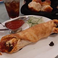 Eggplant stromboli and garlic knots at Pazzo Wood Fired Pizza in Wading River