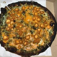 Buffalo Tofu Pizza - crust was too burnt  at Pazzo Wood Fired Pizza in Wading River
