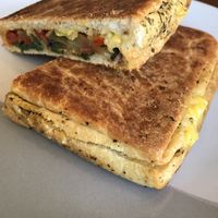 Roast veggie and vegan cheeze  at The Lost Deli in Adelaide