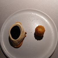 The corn yogurt, mango custard and balsamic=👌the corn pastry =👹 at VeVe in Copenhagen