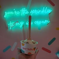 Turtle cheesecake ice cream & cute decor at Dear Bella Creamery in Hollywood