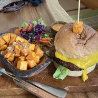 Pure’s vegan burger  at Pure Vegan Heaven in Koh Phangan