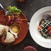 Falafel burrito and best gnocchi’s ever! at Pure Vegan Heaven in Koh Phangan