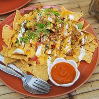 Loaded Nachos YUMmmmm at Pure Vegan Heaven in Koh Phangan