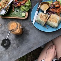 Buritto, salad and Tai tea at Pure Vegan Heaven in Koh Phangan