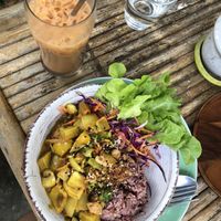Thai Curry & Iced Tea at Pure Vegan Heaven in Koh Phangan