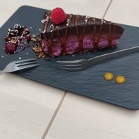 Chocolate and red fruits raw vegan cake at Pure in Luxembourg City