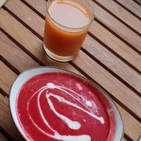 Small soup and fresh juice at Pure in Luxembourg City