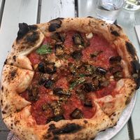pizza aubergine  at Bistro Bananas in Stockholm