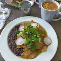 Chilaquiles verdes  at El Manatí in Bacalar