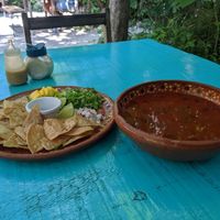 Pozole dish at El Manatí in Bacalar