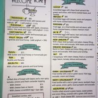 Menu at El Manatí in Bacalar