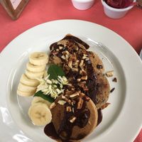 Vegan pancakes  at El Manatí in Bacalar