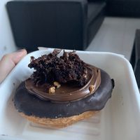 Hazelnut brownie kronut  at Chök in Barcelona