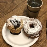 Vegan donut and chocolate filled croissant. Quality tea too  at Chök in Barcelona