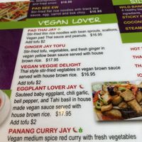 Vegan specific section on menu   at Bangkok Happy Bowl in Breckenridge
