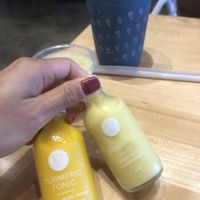 Juice shots & coco loco smoothie  at Vibe Organic Kitchen & Juice in Newport Beach
