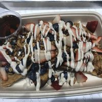 Yummy sweet waffles!  at Vibe Organic Kitchen & Juice in Newport Beach