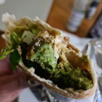 Falafel wrap with eggplant and cauliflower at Half Moon Cafe in Coburg