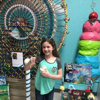 Mia with her Vegan Ice Cream!  at Small Town Creamery in Holmes Beach