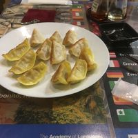 Veggie gyoza and curry gyoza at SOJO Esperanto-Vegana Kafejo in Tokyo